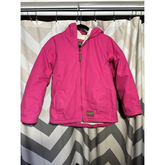 CE Schmidt Workwear Youth Girls Full Zip Hooded‎ Jacket Size L 14-16 Pink Fleece - Picture 1 of 7
